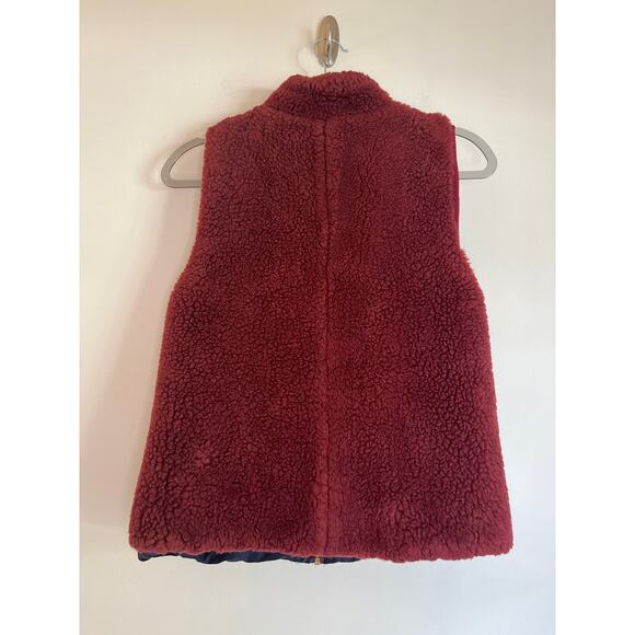 J. Crew Womens Full Zip Teddy Sherpa Vest Size XS Maroon Zip Pockets Lined Fall - Picture 3 of 8